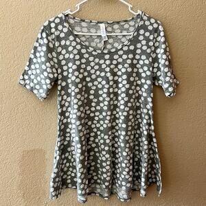 EUC: LuLaRoe Perfect T-Shirt Sleeve Top - Gray w/ White Polkadots - Size: XS